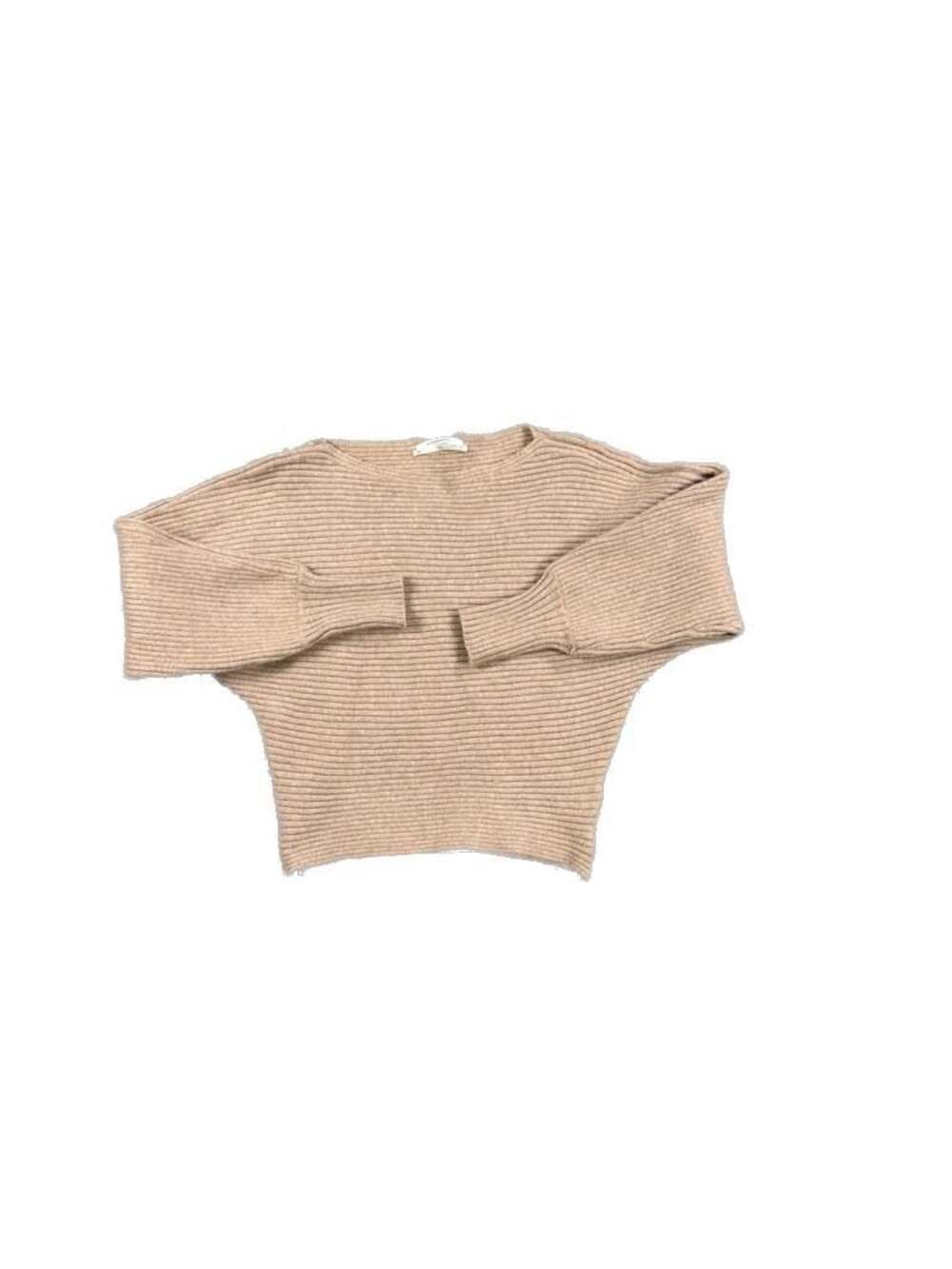 Anthropologie Ribbed Dolman Sleeve Boatneck Sweater Tan XXS